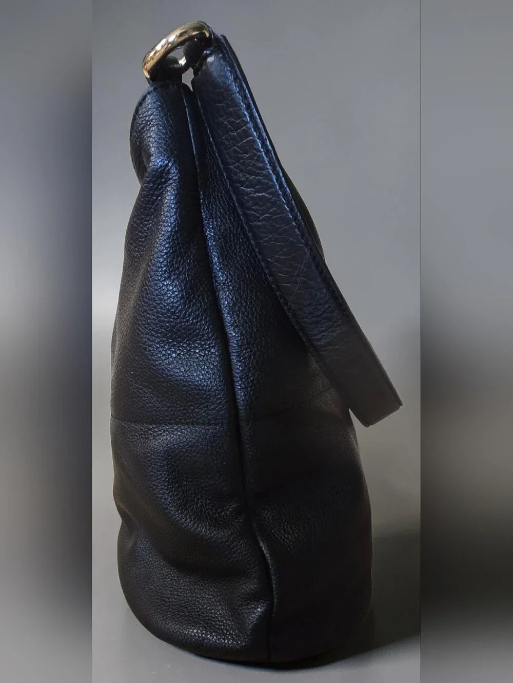 Lia Numa Italian Leather Black Hobo Shoulder Bag